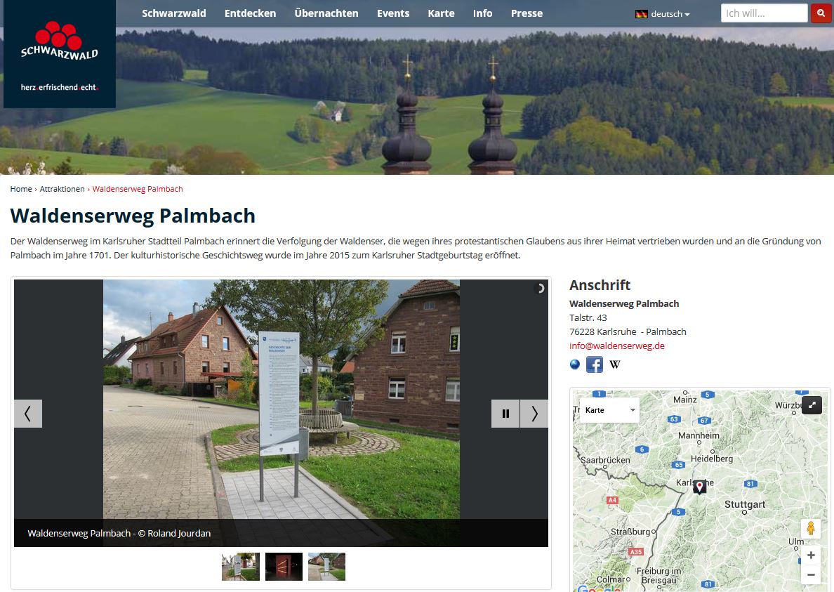 Palmbacher Waldenserwweg bei Schwarzwald-Tourismus