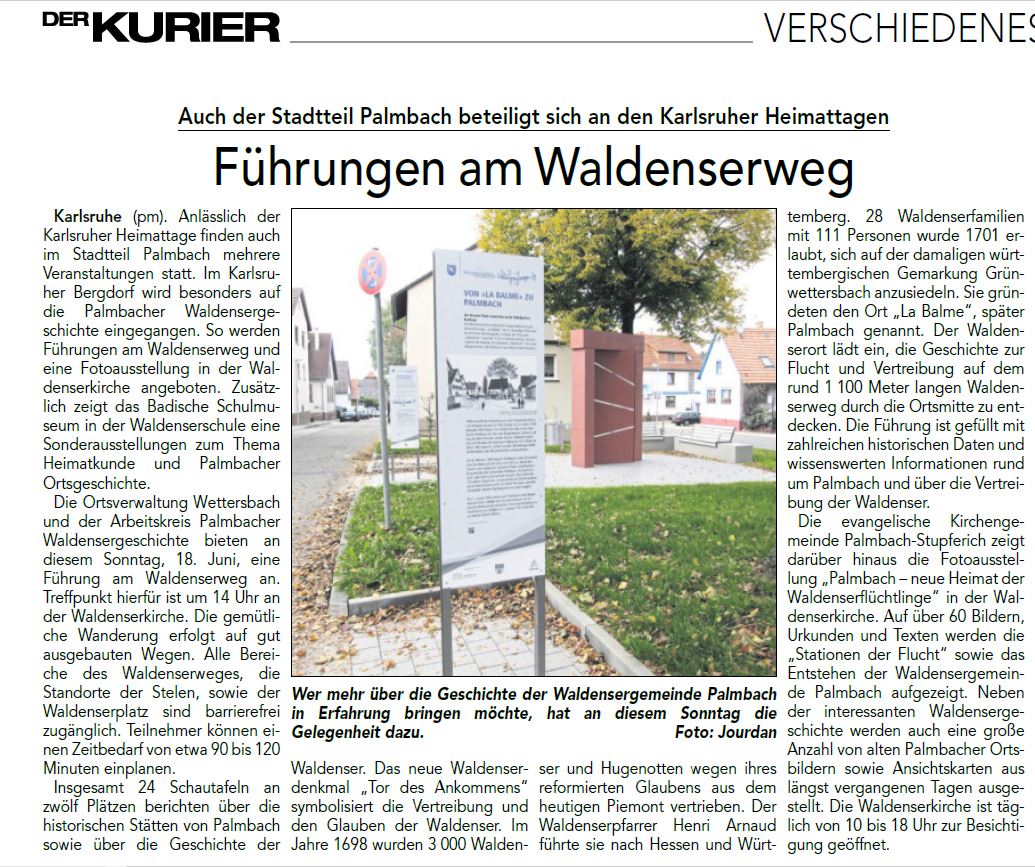 DER KURIER - Waldenserweg Palmbach